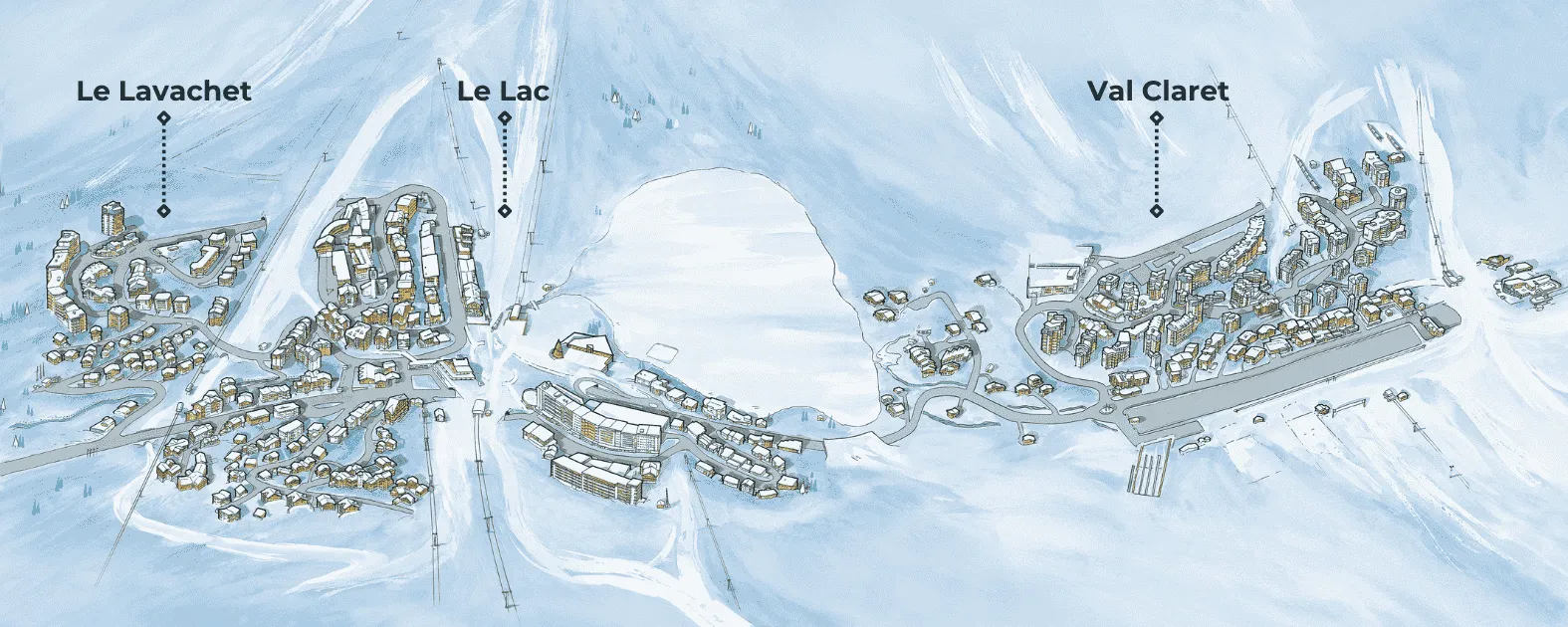 Tignes Map: Le Lavachet, Le Lac & Val Claret ©️ Tignes Dèveloppement