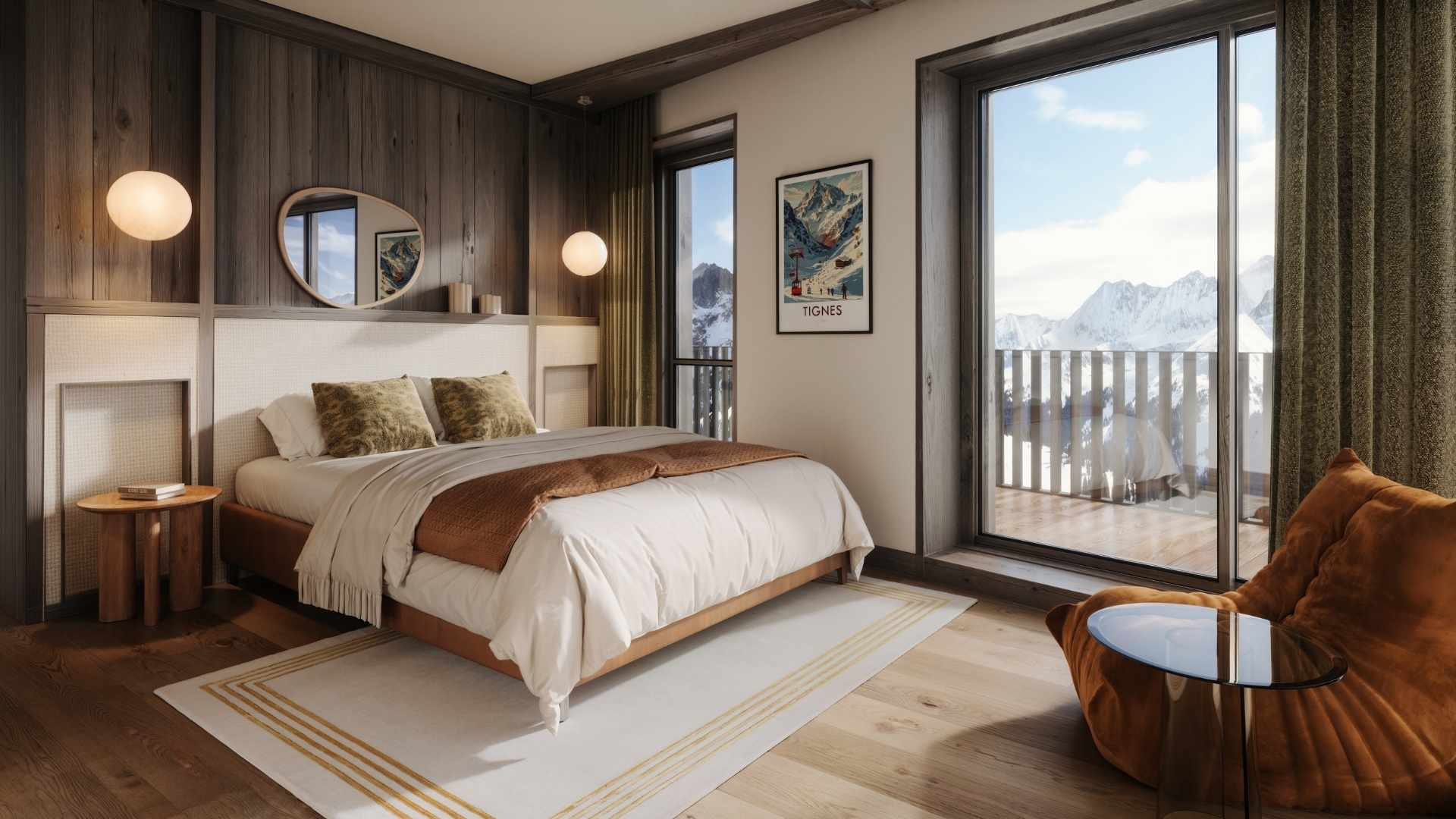 Indoor image of a Genesis Mira apartment bedroom in Tignes