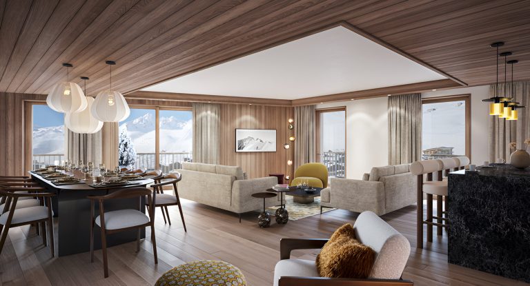 Indoor image of a Genesis Mira apartment living room in Tignes