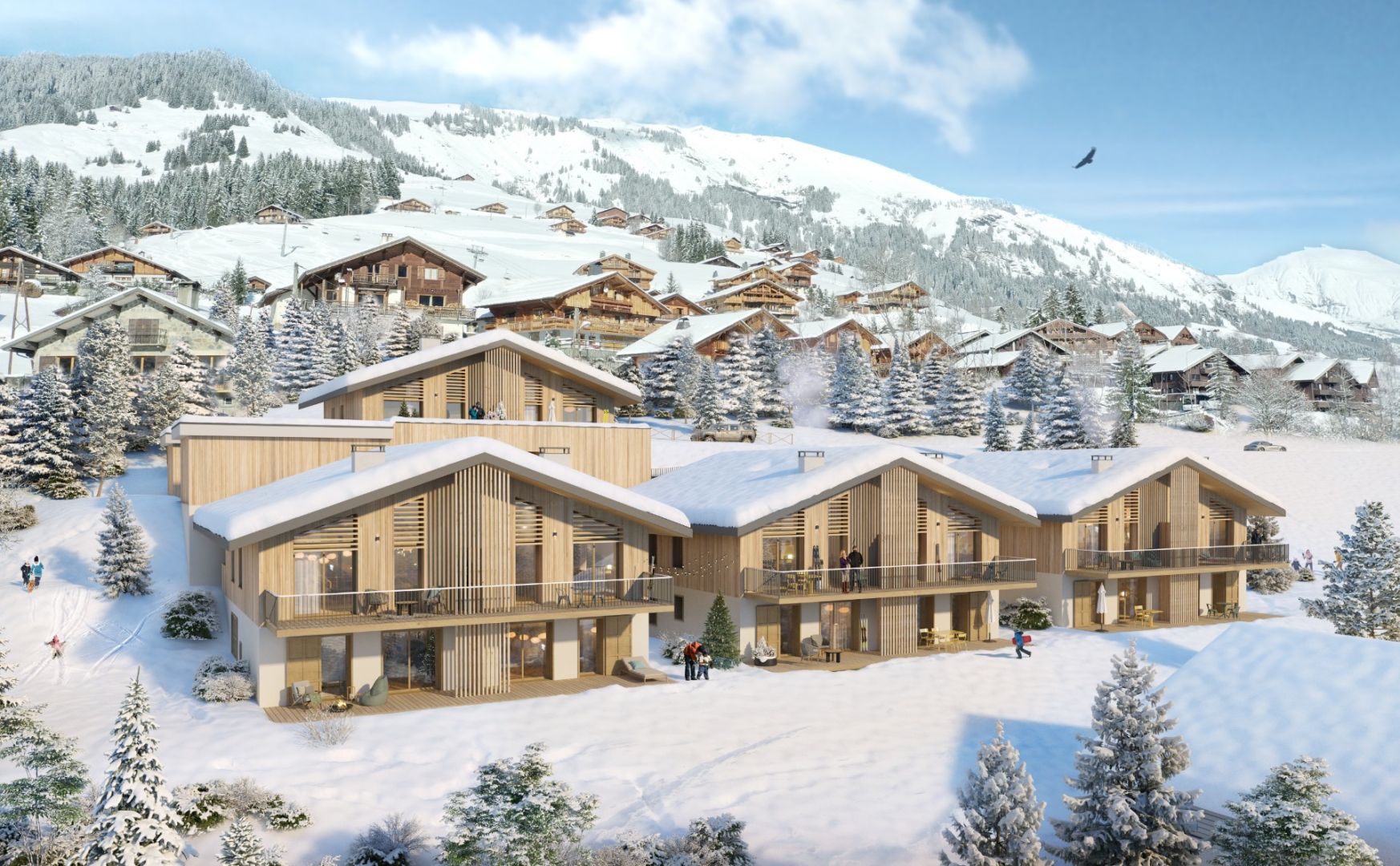 Chalets & Apartments For Sale in Hauteluce - picture of buildings in the snow