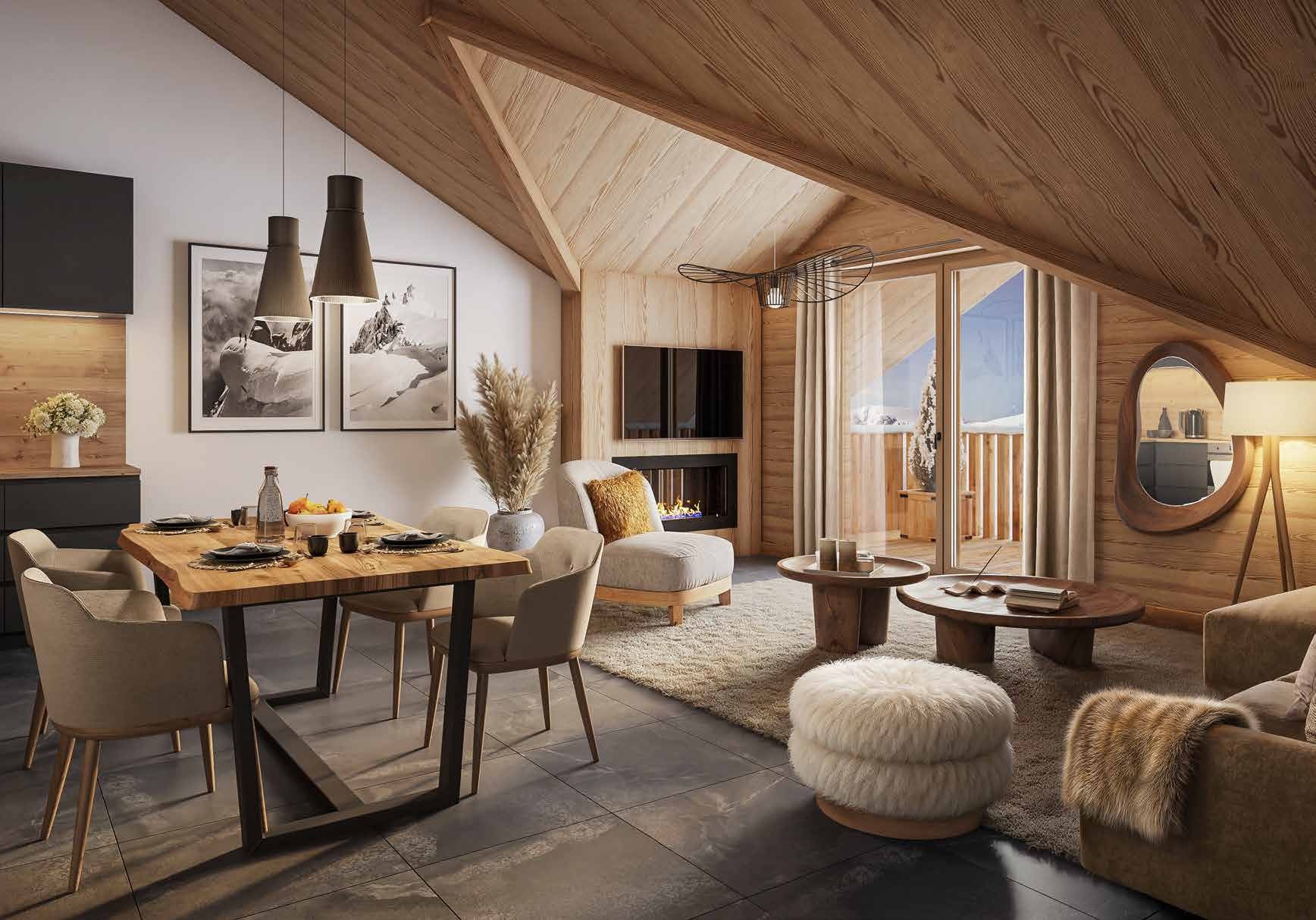 L'Adret New Apartments for Sale in Les Deux Alpes: photo of living room example