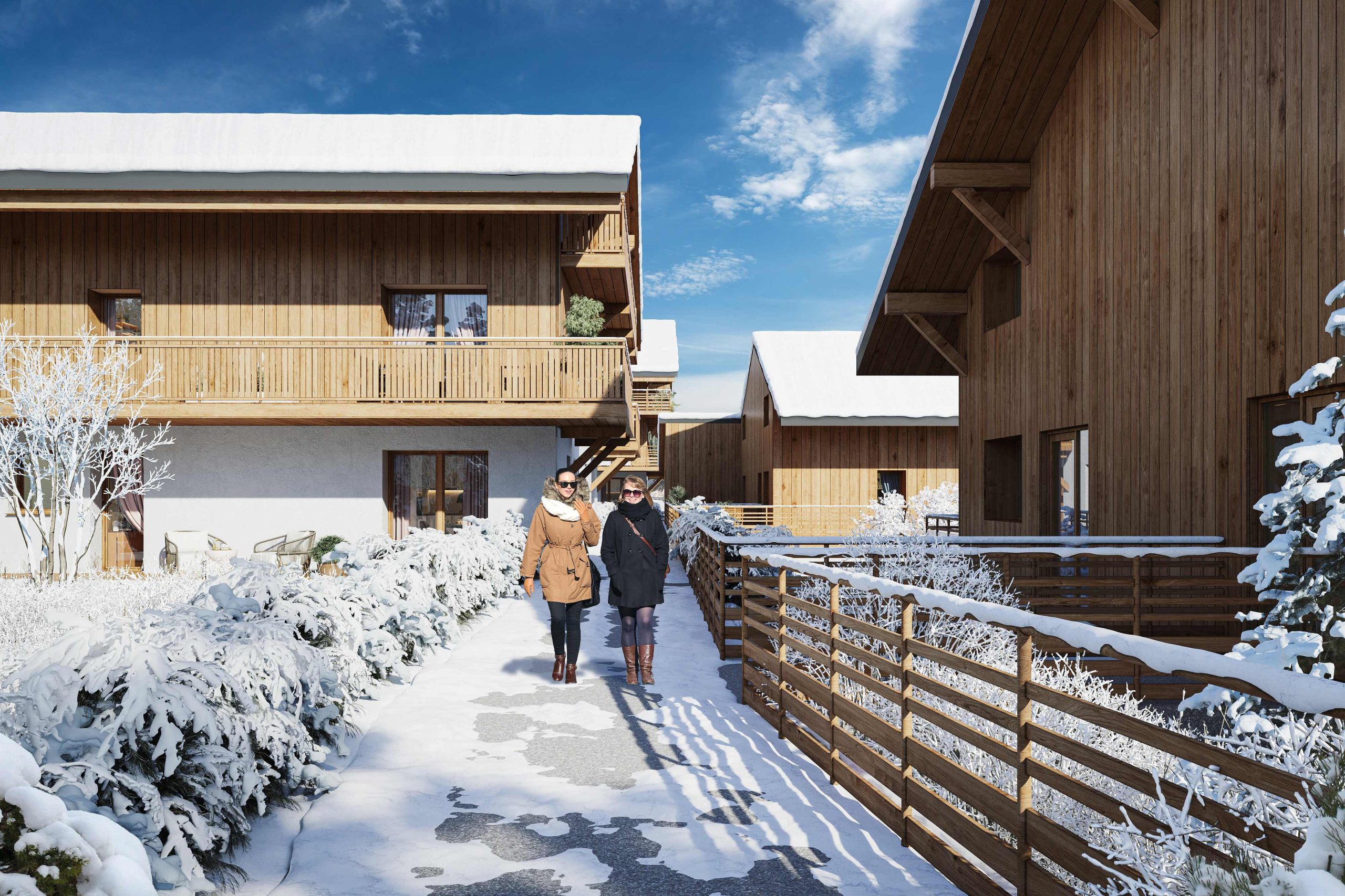 L'Estive New Apartments & Chalets For Sale in Morzine: photo of pathways winter