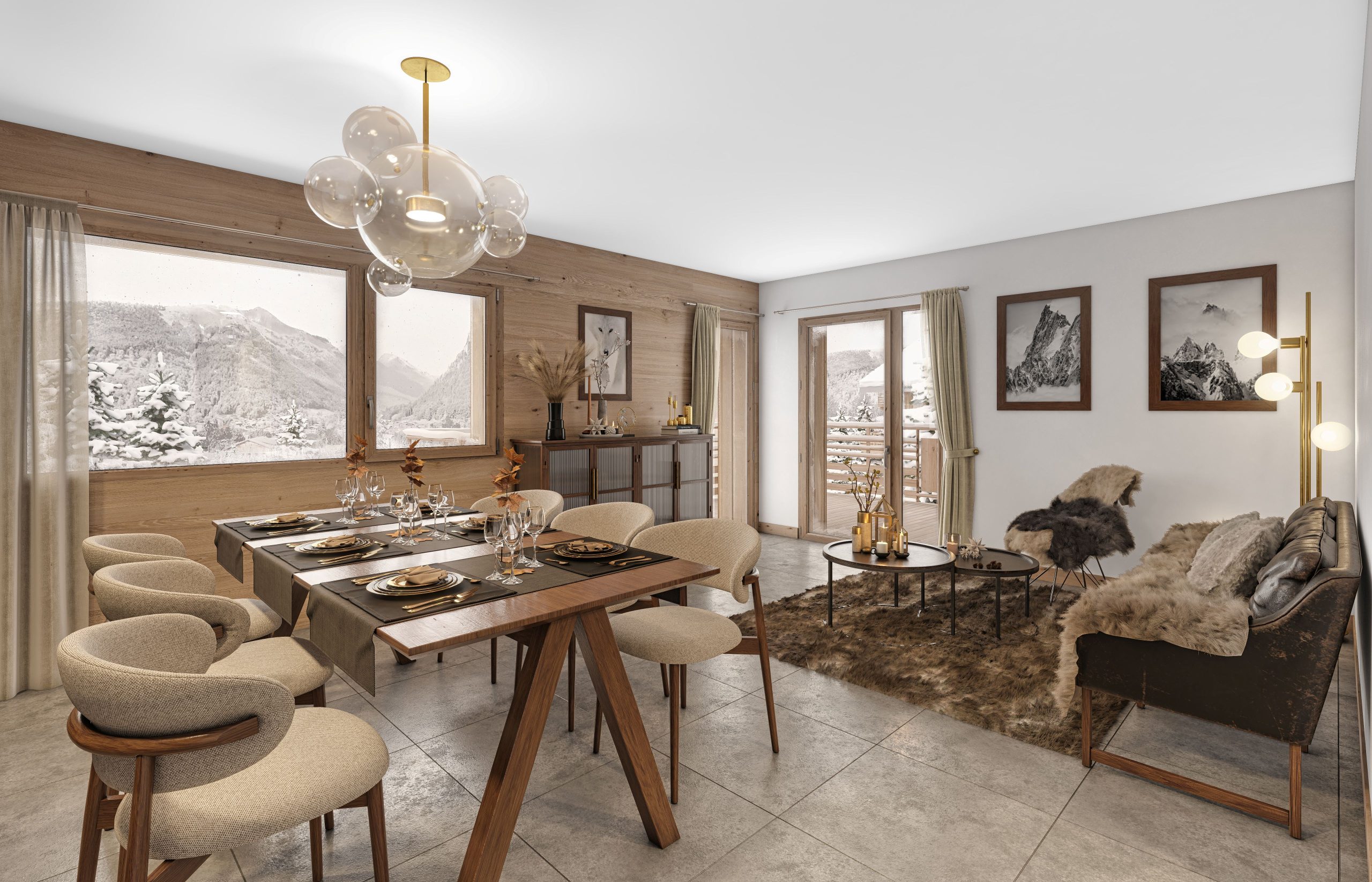 L'Estive New Apartments & Chalets For Sale in Morzine: photo of living room layout