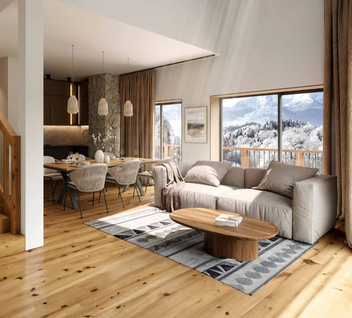 Pure mont blanc | New apartments and duplexes for sale in Les Houches near Chamonix. photo of building living room