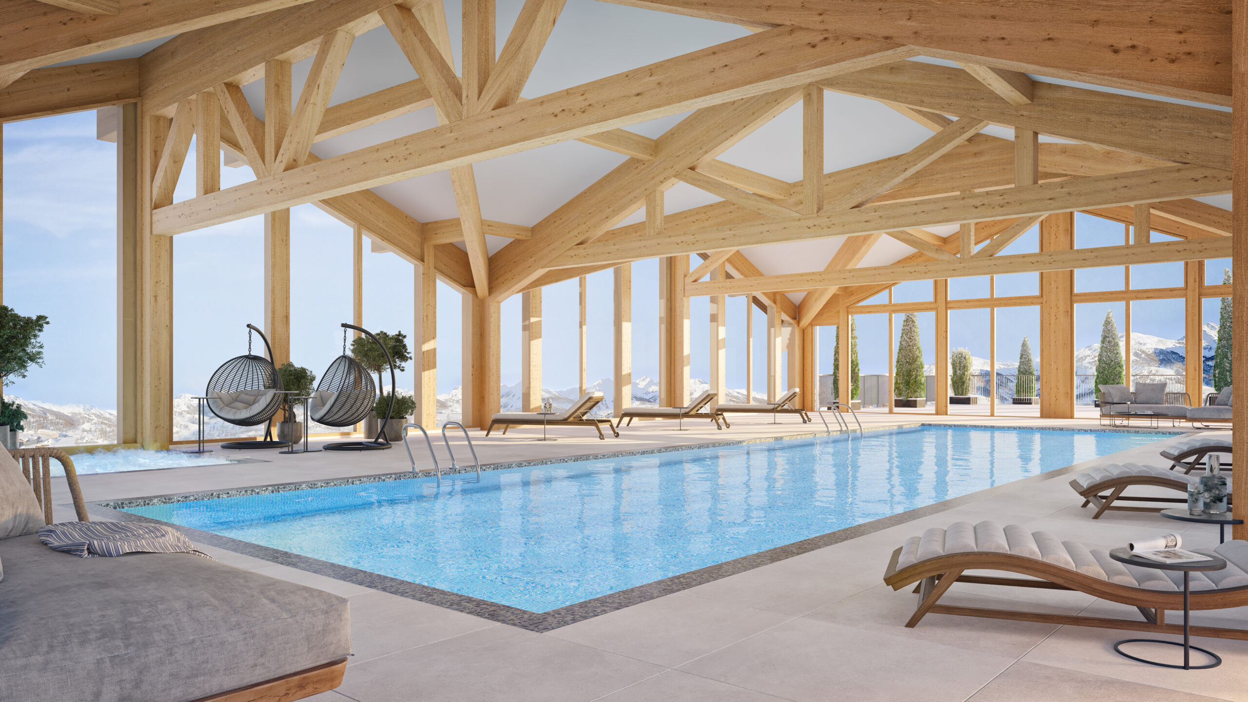 Le Coeur des Cimes, new apartments for sale in Montalbert: Photo of swimming pool area