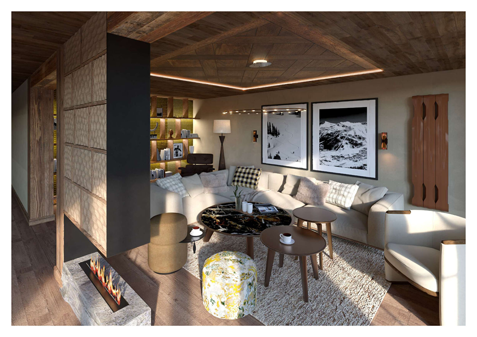 Le Kandahar, New Luxury Apartments For Sale in Val d'Isère - living room example