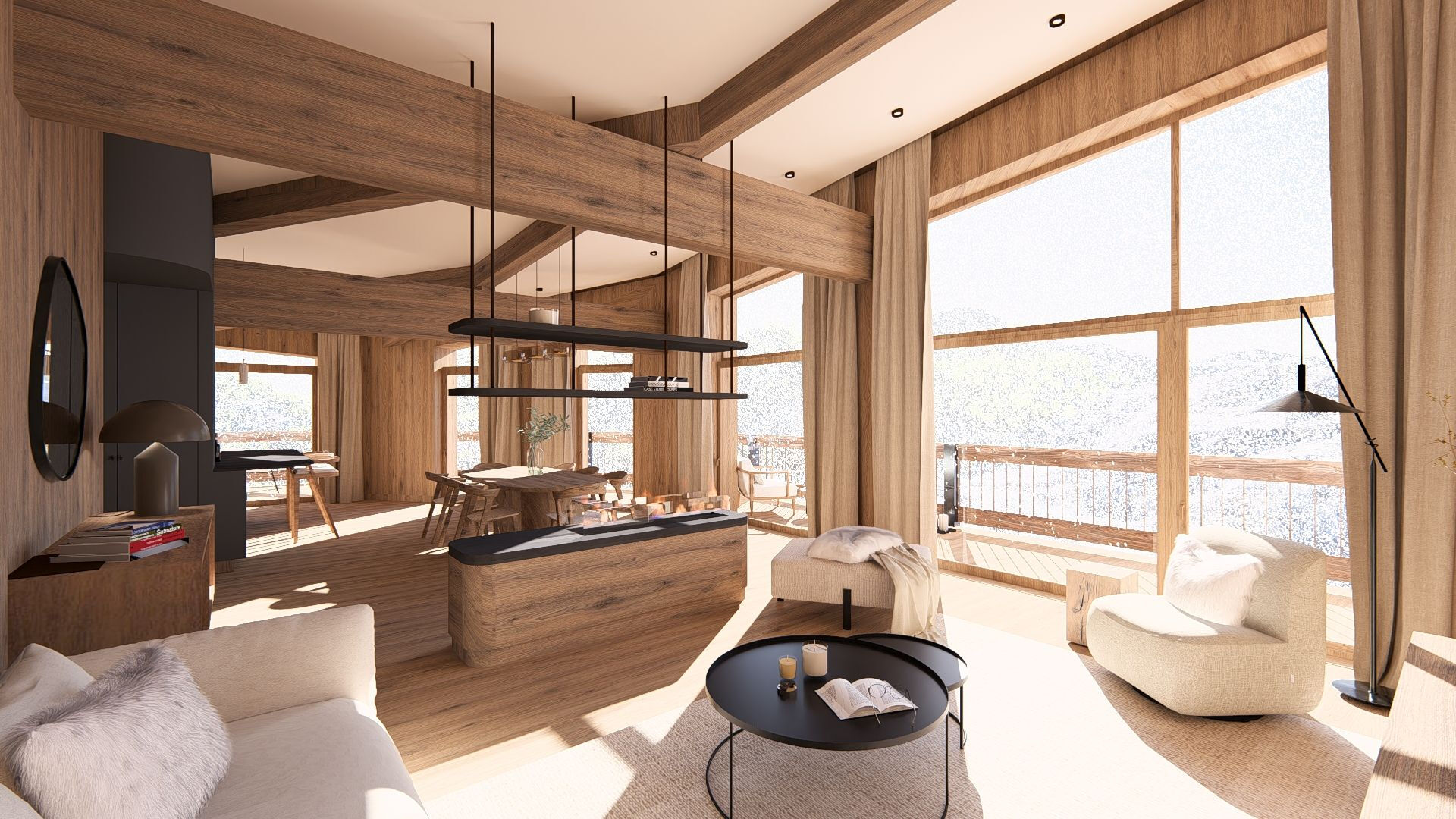 Le Kandahar, New Luxury Apartments For Sale in Val d'Isère - living room example 2