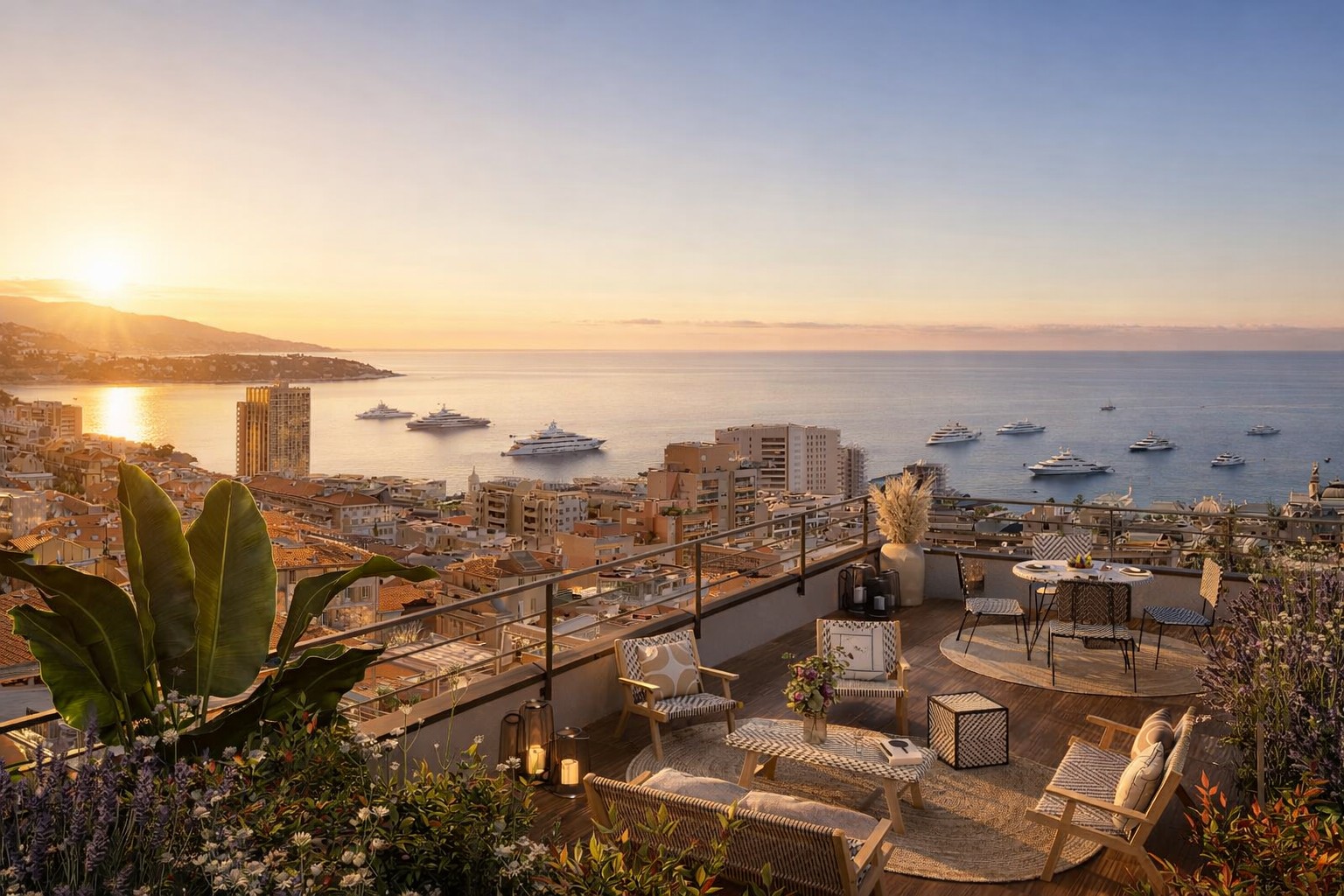 16 LANGEVIN - New apartments for sale in Beausoleil - roof terrace view 1 sunrise 2