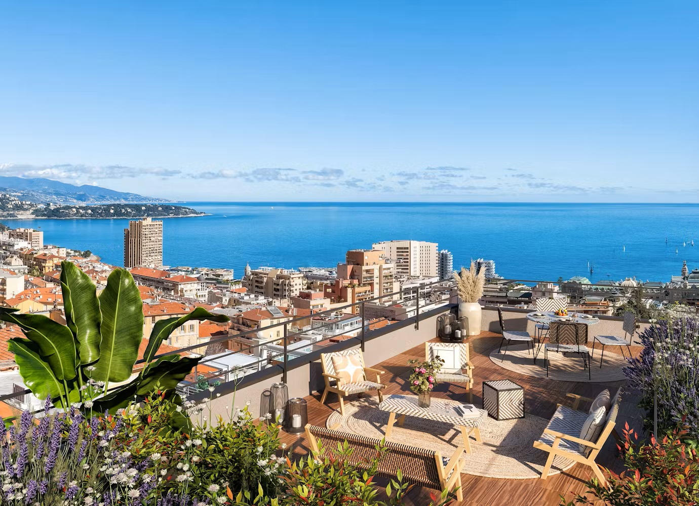 16 LANGEVIN - New apartments for sale in Beausoleil - roof terrace view 1