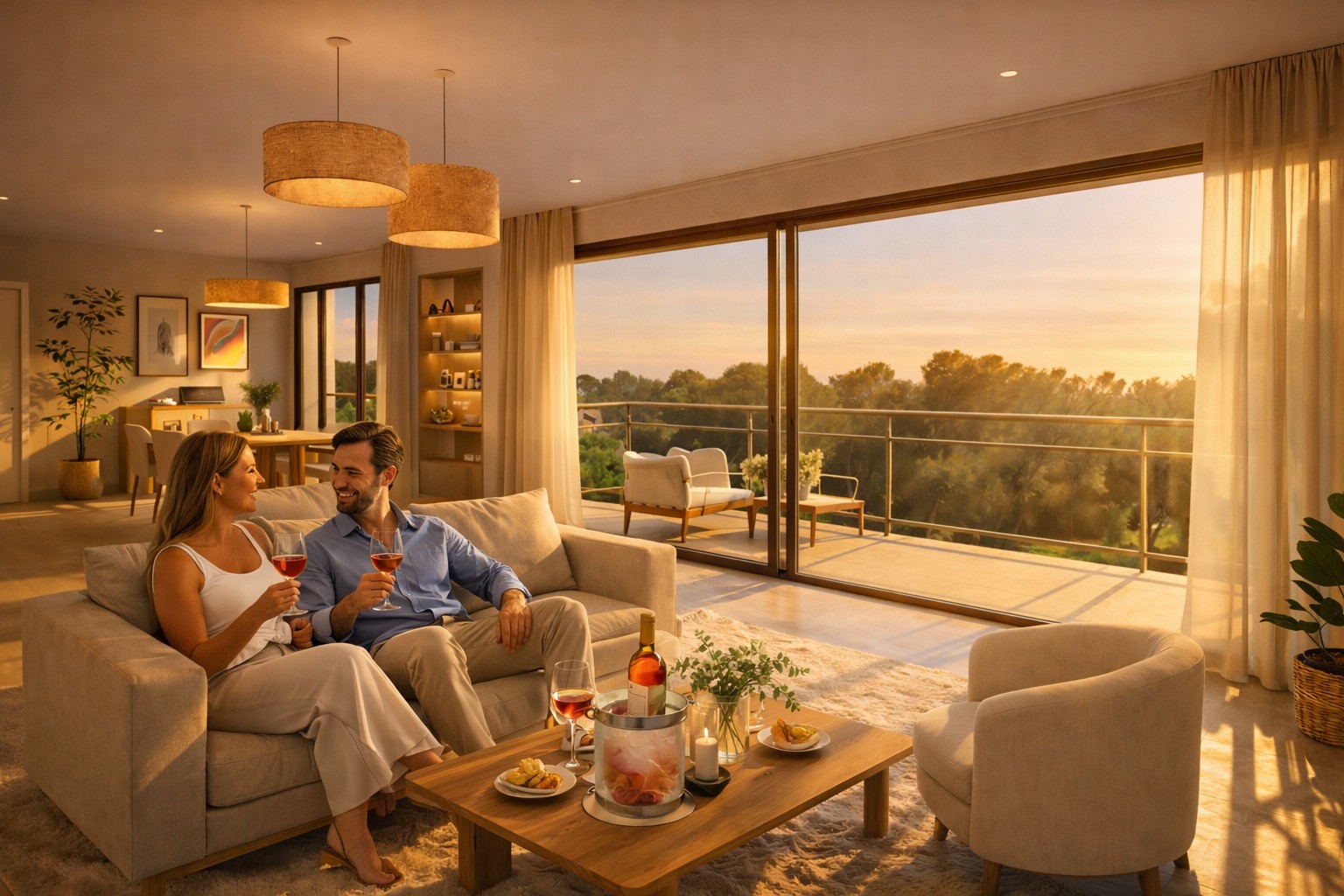 Les Terraces D'Olivia - New Apartments for sale in Antibes - living room example day