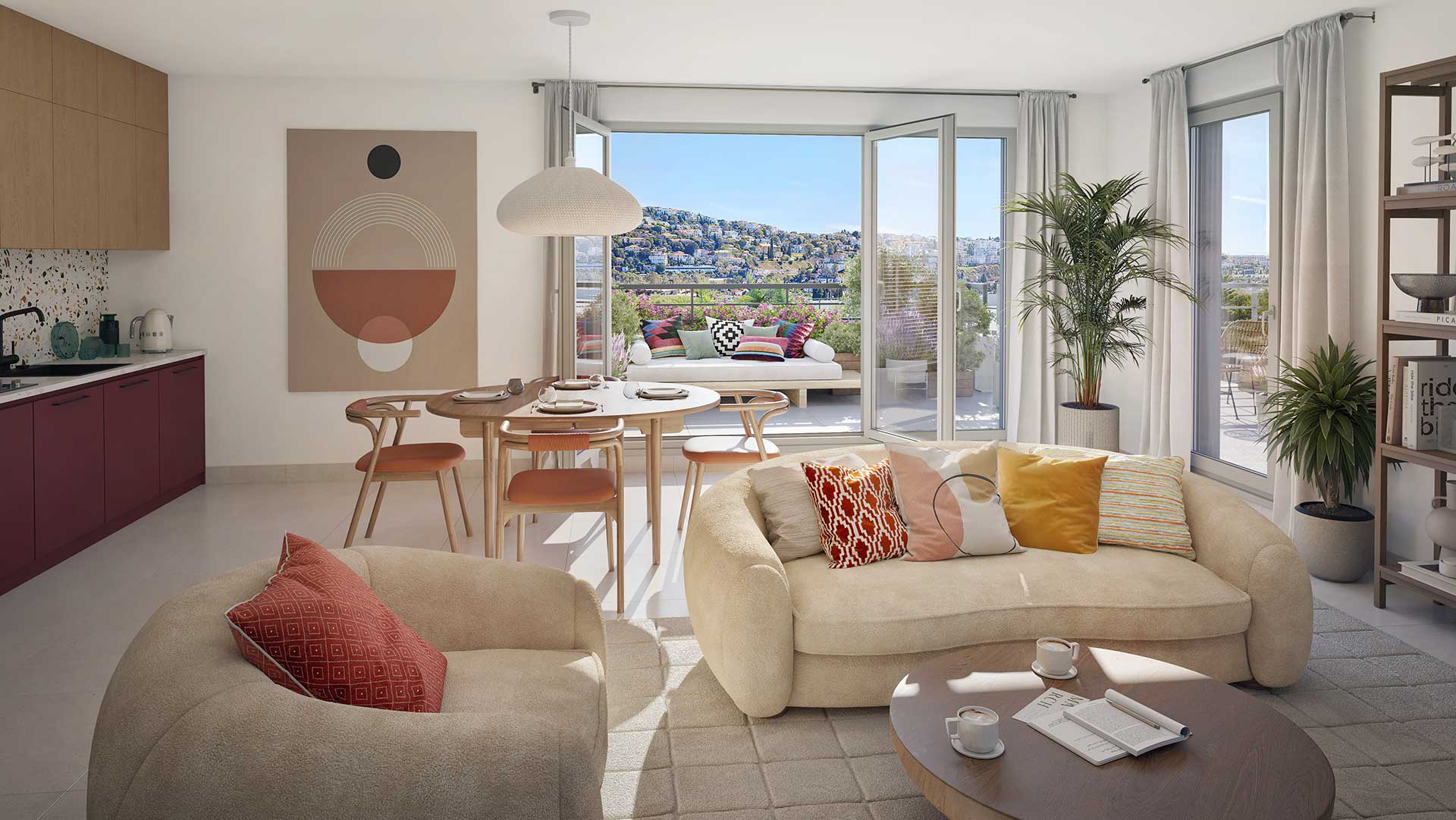 Le Belvédère - New apartments for sale in Saint-Laurent-du-Var - living room example