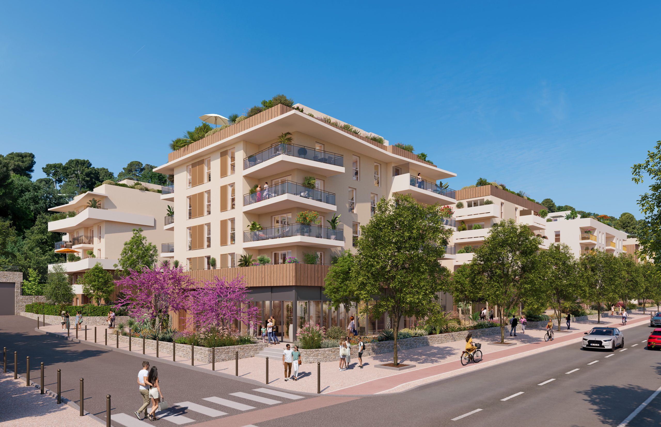 Les Terrasses D'Ella - New Apartments for sale in Cagnes-sur-Mer - building : street