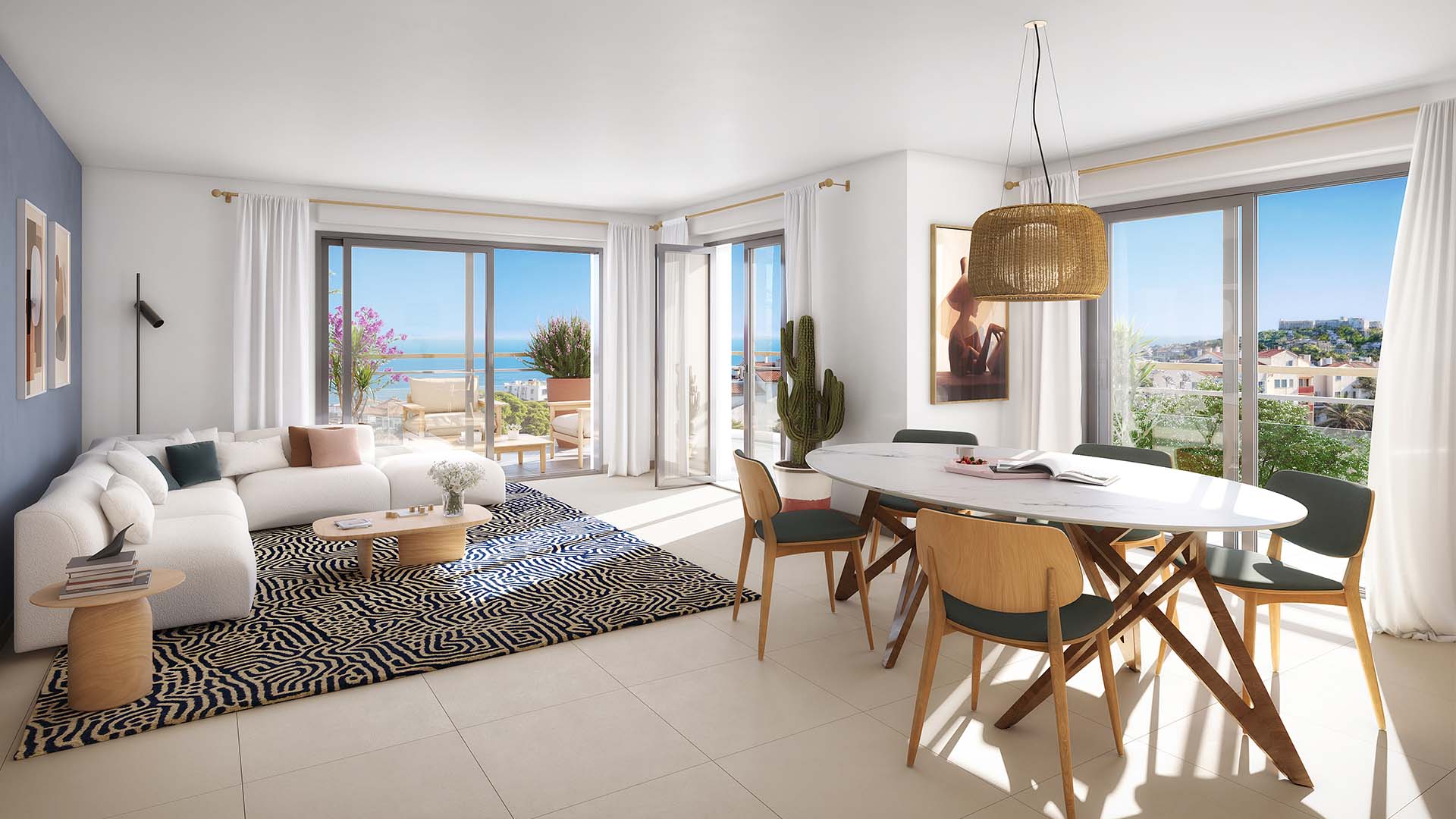 Nouvelle Vague - New apartments for sale in Antibes - living room interior