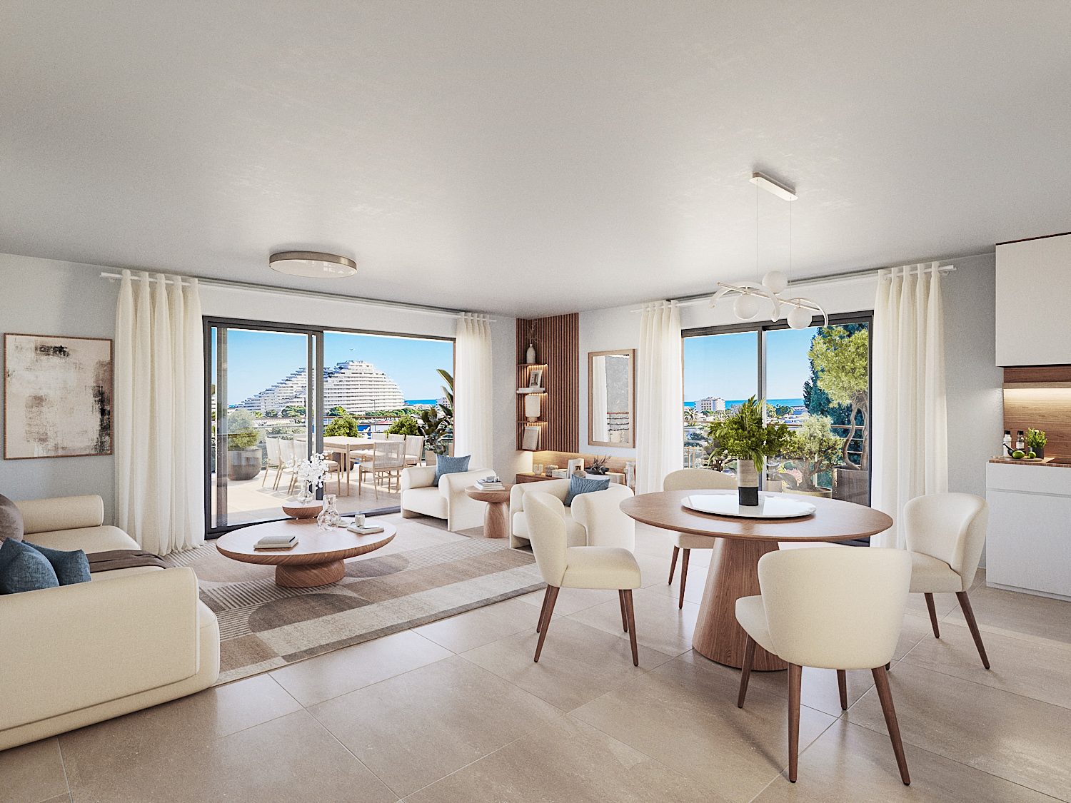 Onde Marine - New Apartments For Sale in Villeneuve-Loubet - living room example