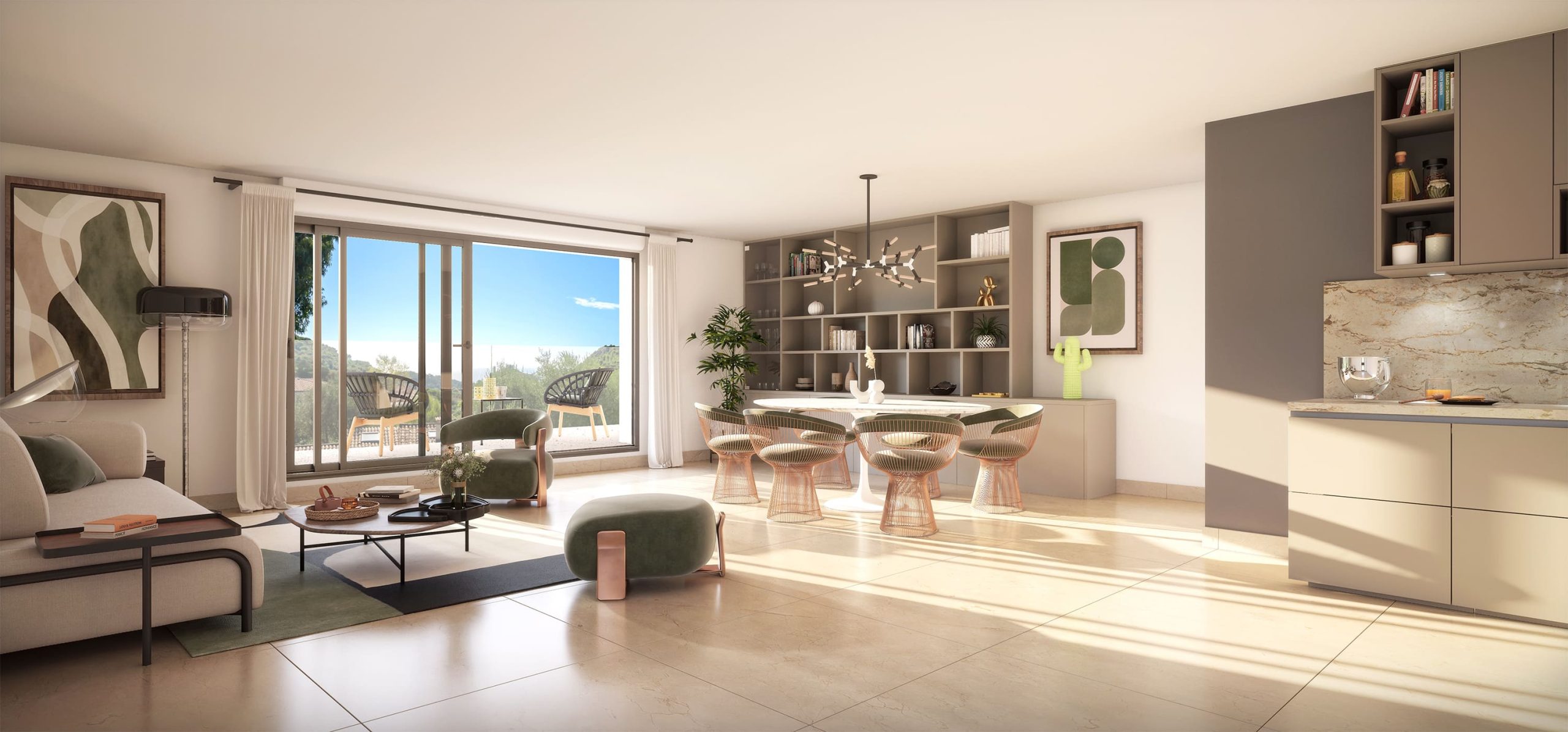 Elyzea - New Apartments for sale in Eze - living room example