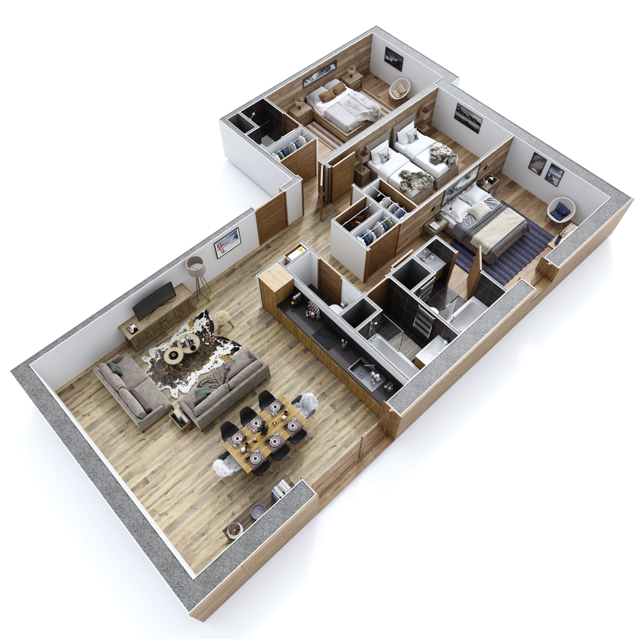 L'Atima floor plan example 1 - new apartments & chalets for sale Megève