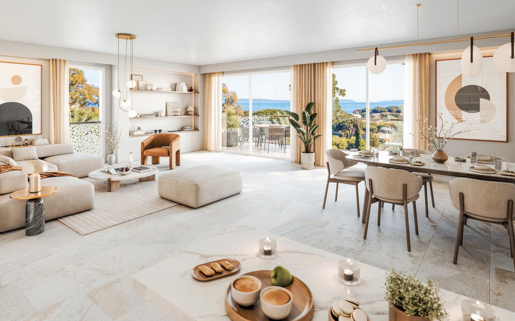 Pure Bay - New Apartments for sale in Le Lavandou - living room example day